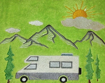 Handdoek Motief Motorhome Scene