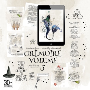 Grimoire Vol 5 | Book of Shadows | Green Witch Journal | Month Journal | Spell Planner | A4 Color PDF Digital Pages, Prompts, Templates