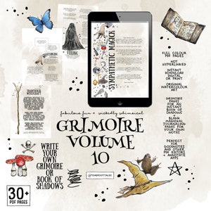 Grimoire Vol 10 | Book of Shadows | Hedge Witch Journal | Magick Planner | A4 Color PDF Digital Pages, Prompts, Templates