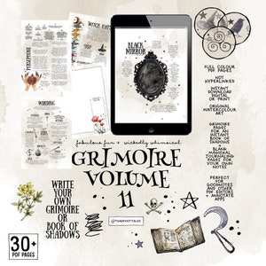 Grimoire Vol 11 | Witch's Journal | Spell Book of Shadows | Magic Journal | Witchy Planner | A4 Color PDF Digital Pages, Prompts, Templates