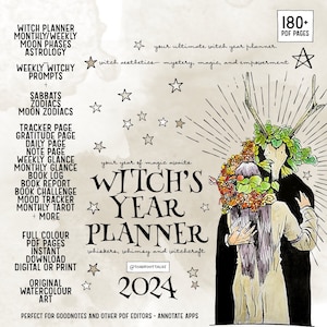 2024 Witch's Year Planner  | Book of Shadows | Grimoire | Magick Journal | Magic Planner | Goodnotes | Coloring Printable