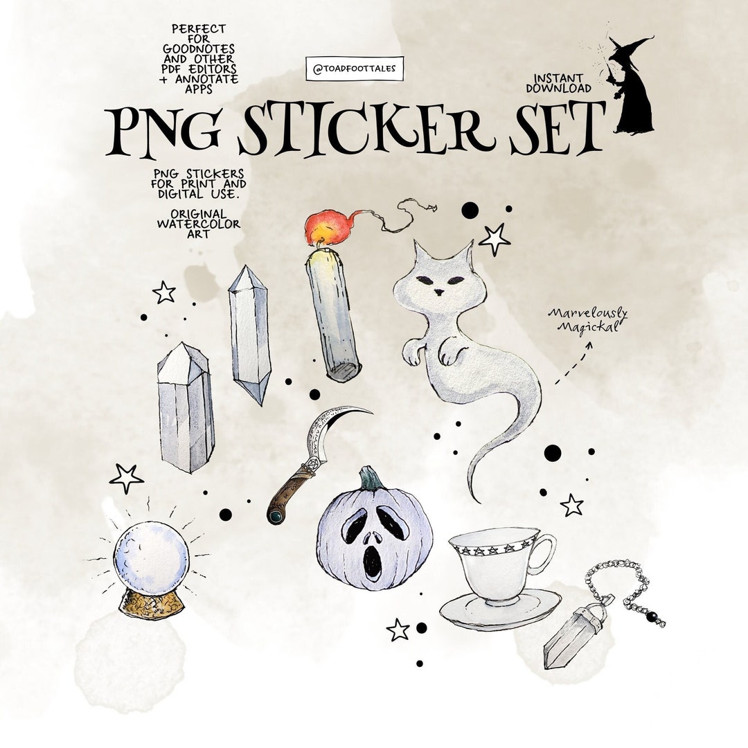 Png Stickers Witch Art Printable Planner Stickers, Digital Stickers ...