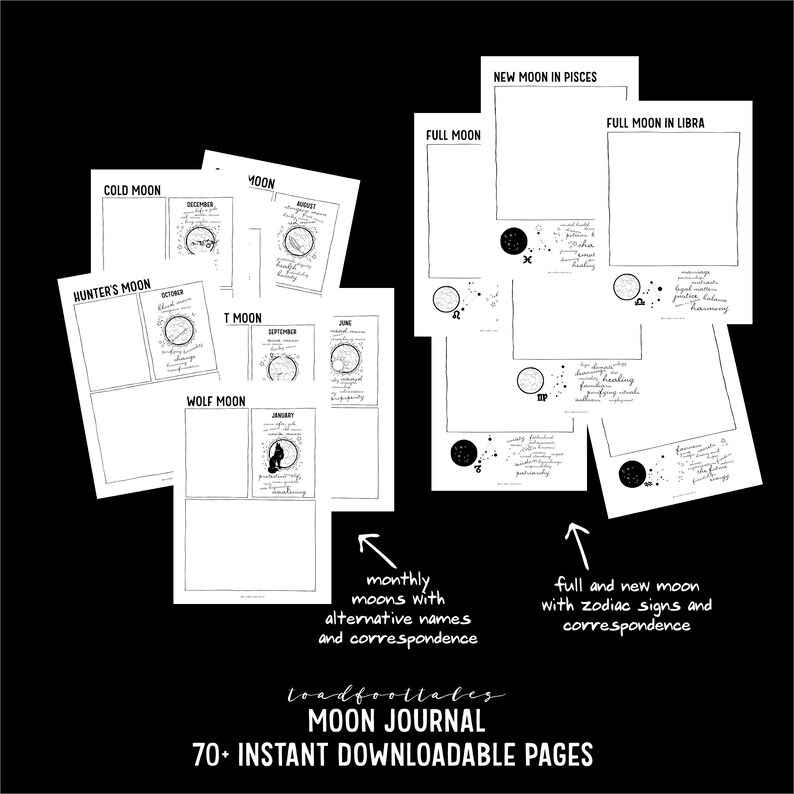 Moon Journal Printable PDF Pages | Etsy