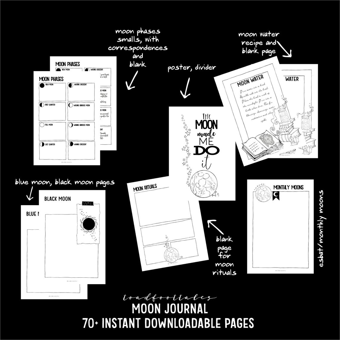 Moon Journal Printable PDF Pages | Etsy