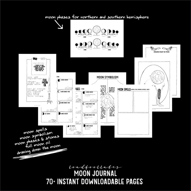 Moon Journal Printable PDF Pages | Etsy