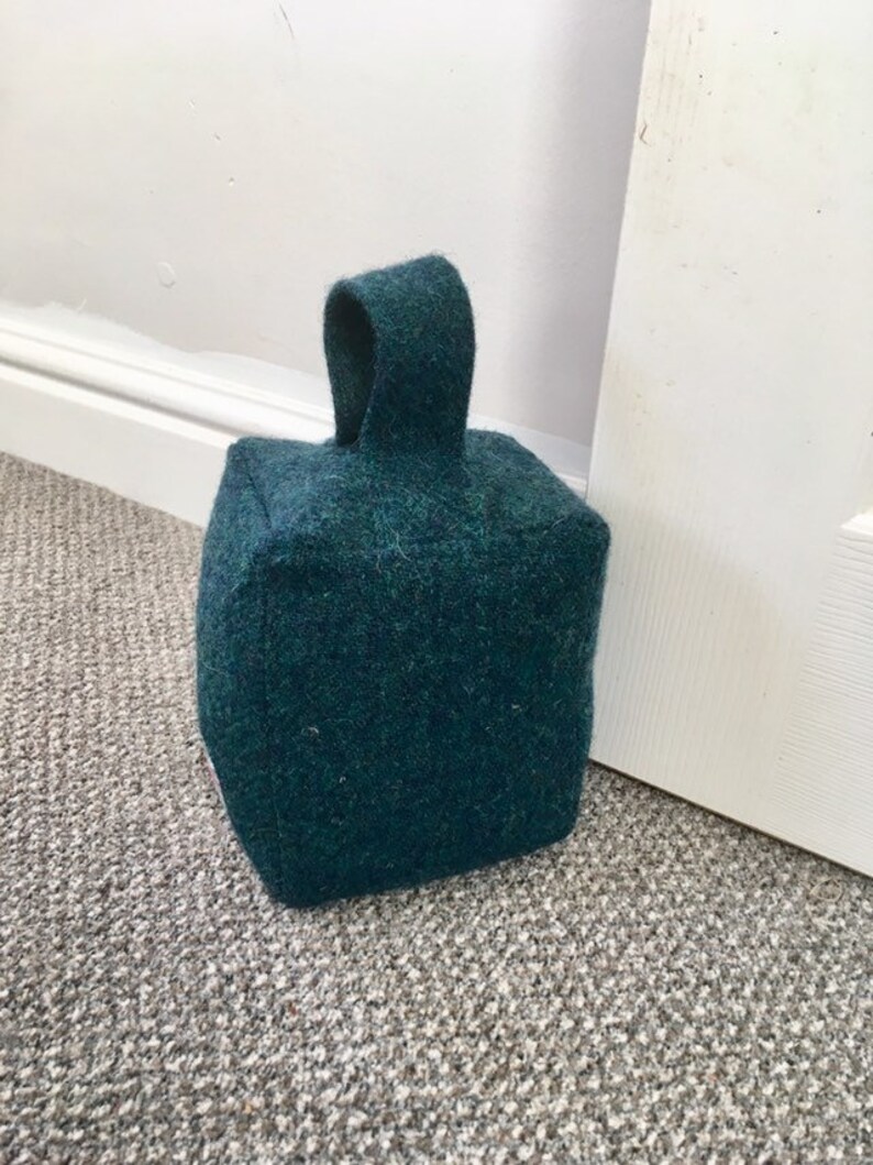 Peacock Green Harris Tweed Fabric Door Stop UK Etsy