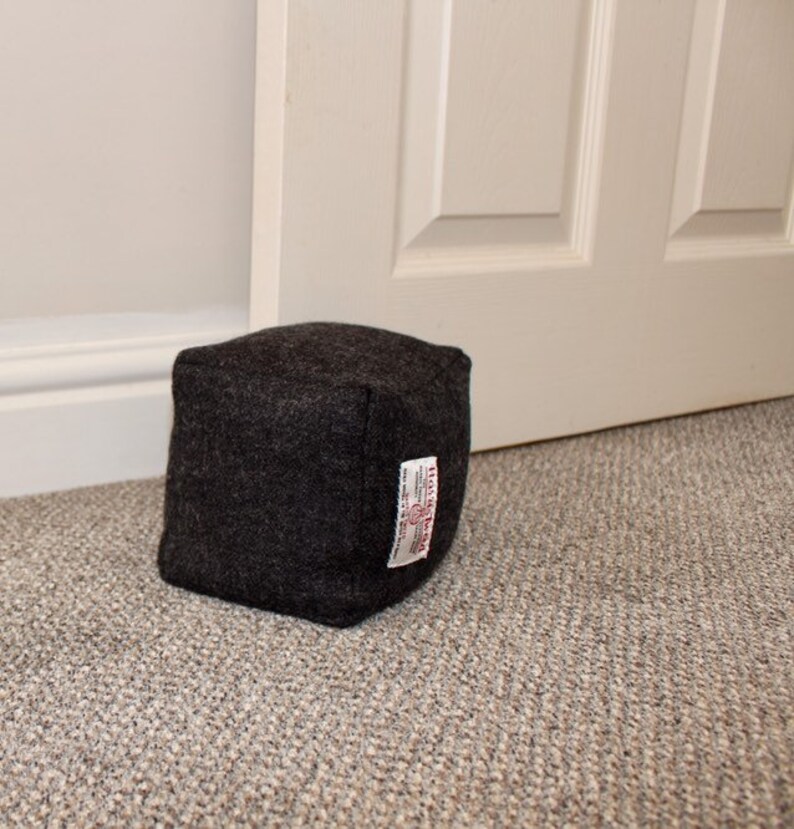 Charcoal Grey Harris Tweed Fabric Door Stop Uk Etsy
