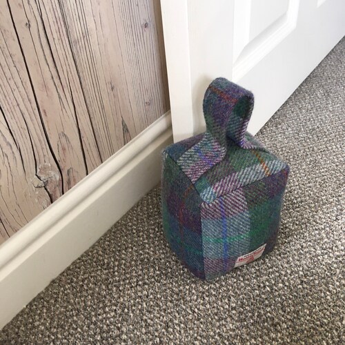 Purple Check Harris Tweed Fabric Door Stop UK Etsy