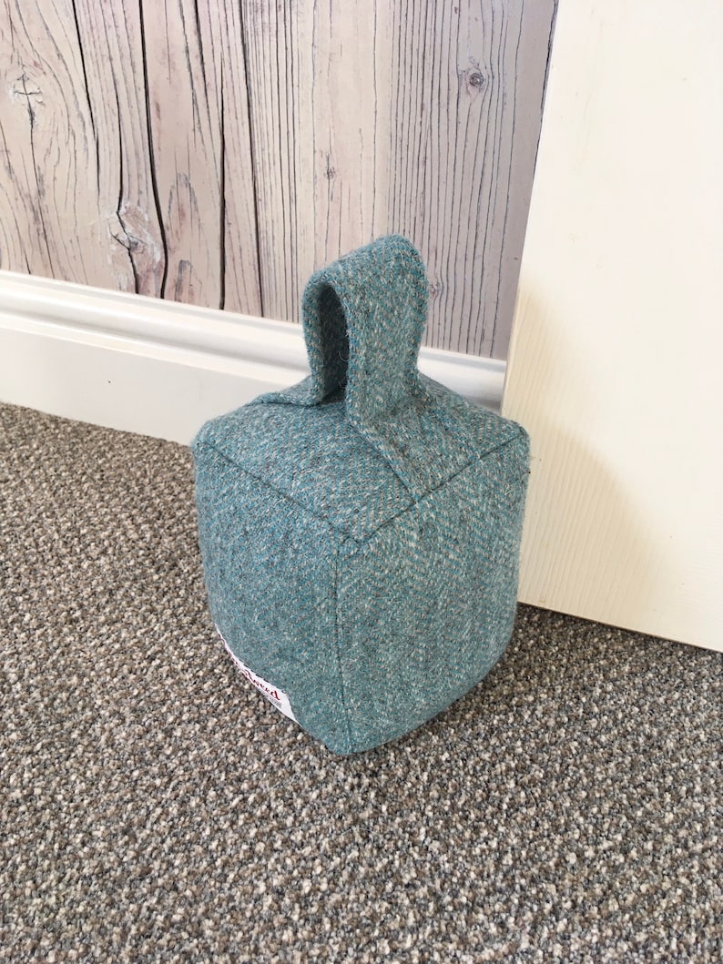 Turquoise Herringbone Harris Tweed Fabric Door Stop UK Etsy UK