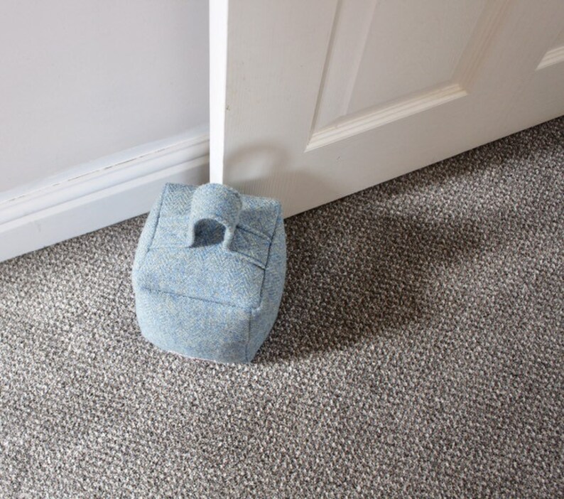 Blue Harris Tweed door stop blue fabric door stop fabric Etsy