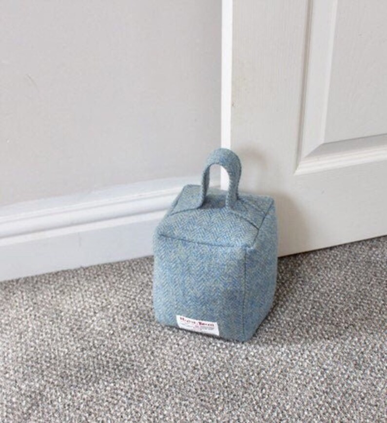 Blue Harris Tweed door stop blue fabric door stop fabric Etsy