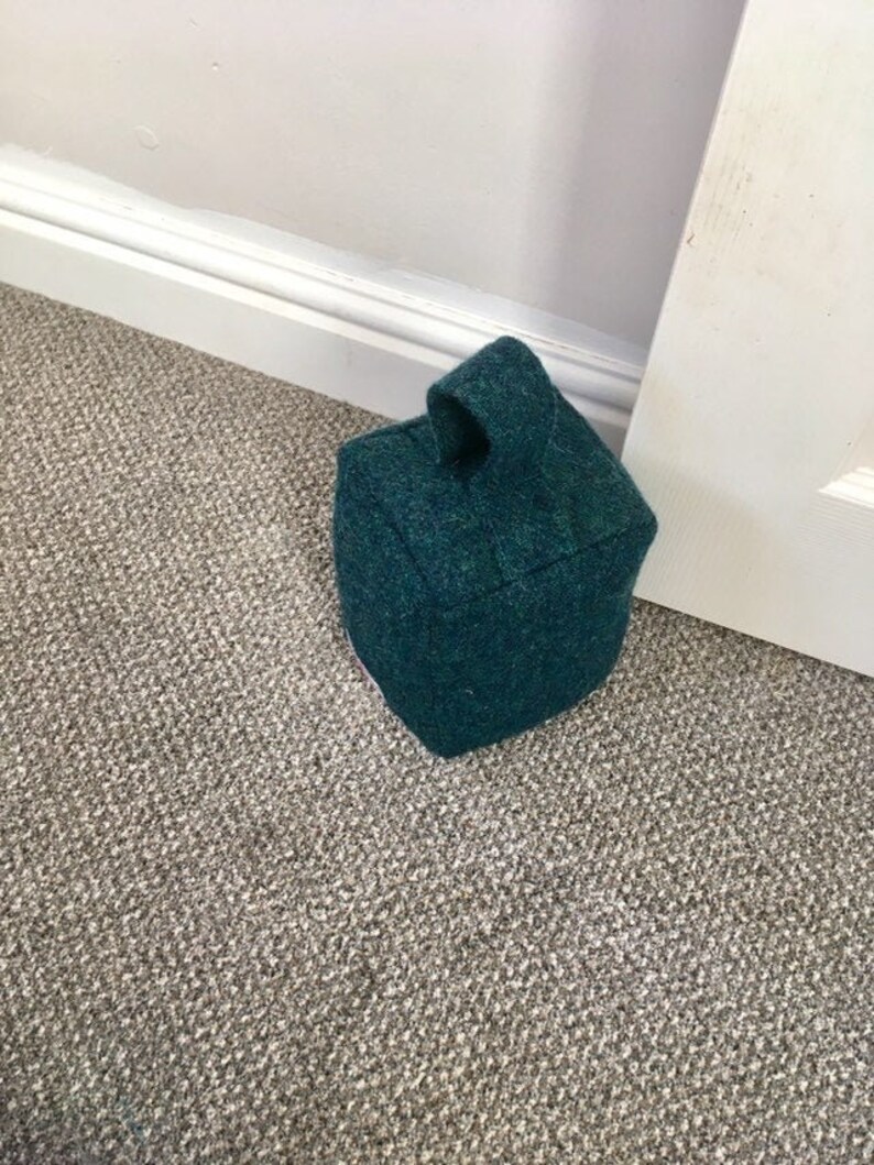 Peacock Green Harris Tweed Fabric Door Stop UK Etsy UK