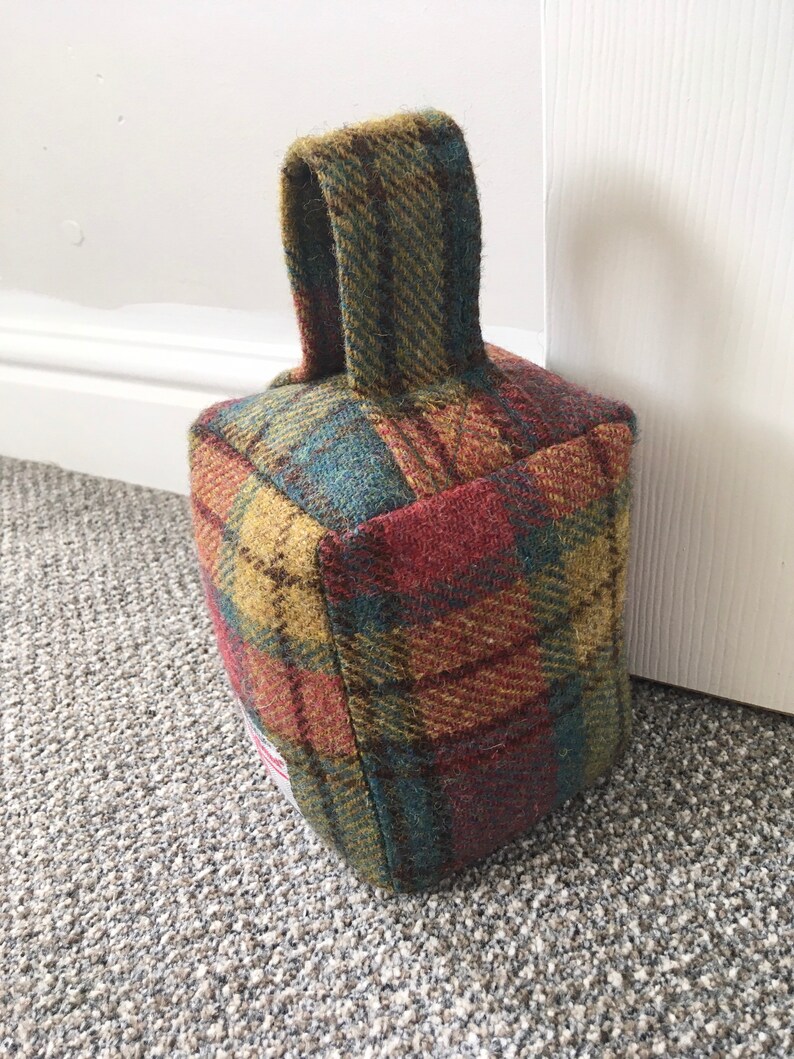 Red Green & Yellow Check Harris Tweed Fabric Door Stop UK Etsy UK