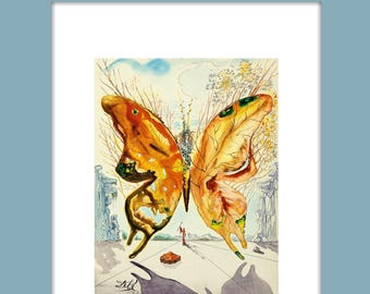 Salvador Dalí, Venusfjäril, Litografi, Begränsad upplaga, Vintage Fri leverans över hela världen