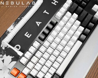 WHITE / SILVER - Custom Coiled Braided Aviator GX16 USB-C Mechanical Gaming Keyboard Cable