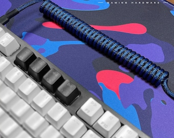 NAVY BLUE - Custom Coiled Braided Aviator GX16 USB-C Mechanical Gaming Keyboard Cable