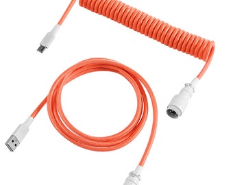 ORANGE - Custom Coiled Braided Aviator GX16 USB-C Mechanical