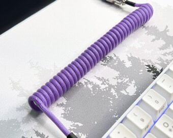 PURPLE - Custom Coiled Braided Aviator GX16 USB-C Mechanical Gaming Keyboard Cable