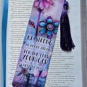 Encouraging Christian faith bookmark Bible book mark &quot;Be strong and courageous&quot; Joshua 1:9