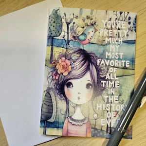 Tarjeta de felicitación motivadora 'Eres mi persona favorita...'. Demuéstrale a alguien que te importa. Diseño extravagante en tamaño A6