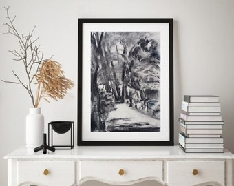 Drawing, Original, Charcoal Drawing, Original drawing, the path through the park