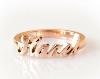 Anillo con nombre en oro de 18 k, anillo con nombre delicado, anillo con nombre personalizado, anillo personalizado, anillo con nombre hermoso, anillo con nombre en oro de 14 k, anillo con letras