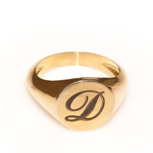 Gold signet ring, signet ring, seal ring, solid gold ring, gold unisex ring Husband Gift, Men Initial Ring, Men Pinky Ring, Signet Letter. image 2