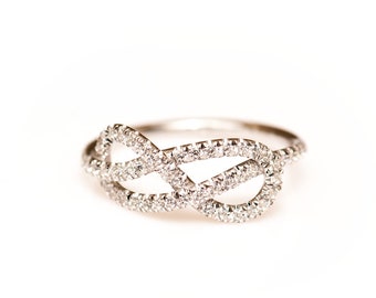 Unendlichkeit Ring, Infinity Diamanten, Liebe Knoten, Infinity Diamant-Ring, Diamanten Infinity, Liebhaber Ring, Mutter Ring, Geschenk für sie, Gold-Ring