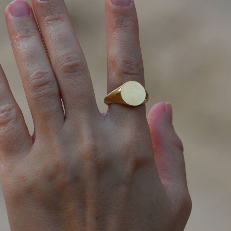 Gold signet ring, signet ring, seal ring, solid gold ring, gold unisex ring Husband Gift, Men Initial Ring, Men Pinky Ring, Signet Letter. image 7