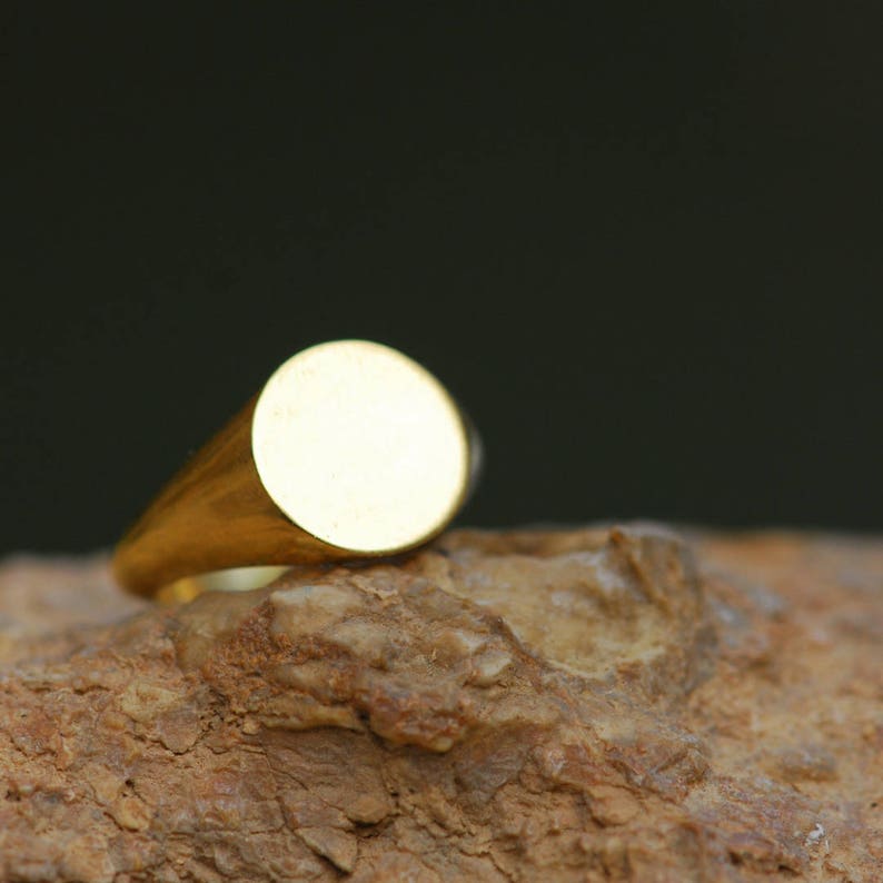 Gold signet ring, signet ring, seal ring, solid gold ring, gold unisex ring Husband Gift, Men Initial Ring, Men Pinky Ring, Signet Letter. image 9