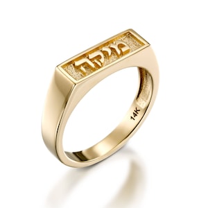 Anillo de oro de 14 quilates, anillo con nombre, anillo con nombre de oro, oro rosa o blanco de 14 quilates, nombre de él y de ella en hebreo o inglés, anillo con nombre único, anillo con nombre clásico