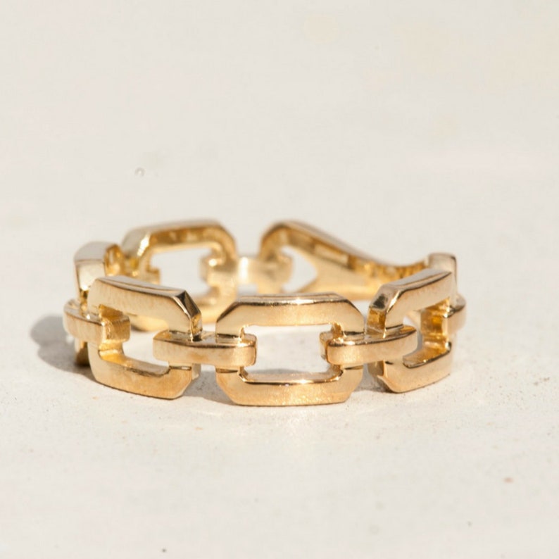 Solid Gold Chain Band Chain Link Band Wedding Band Wedding - Etsy