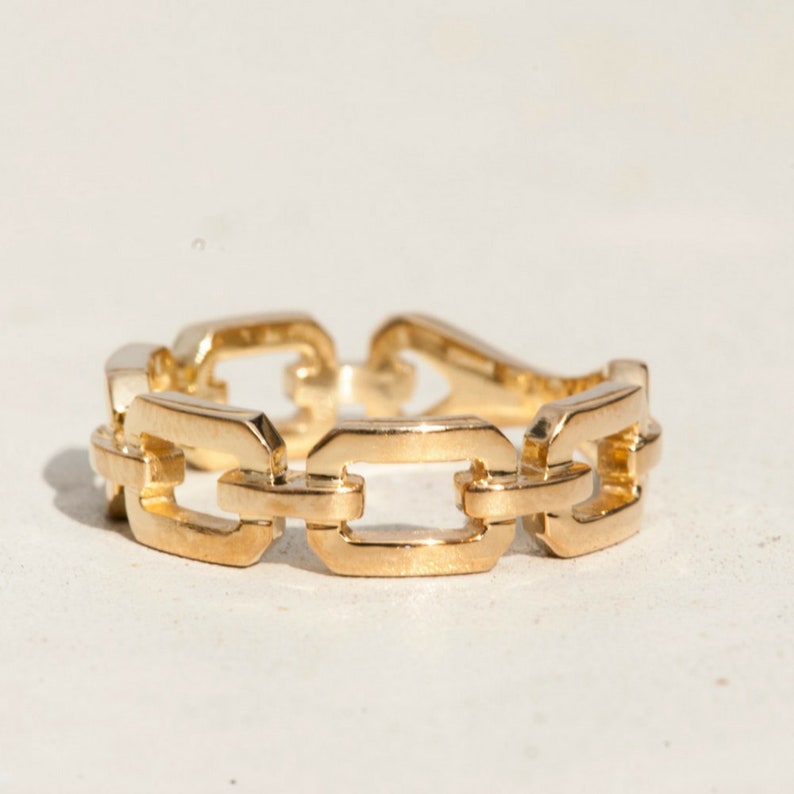 Solid Gold Chain Band Chain Link Band Wedding Band Wedding Etsy