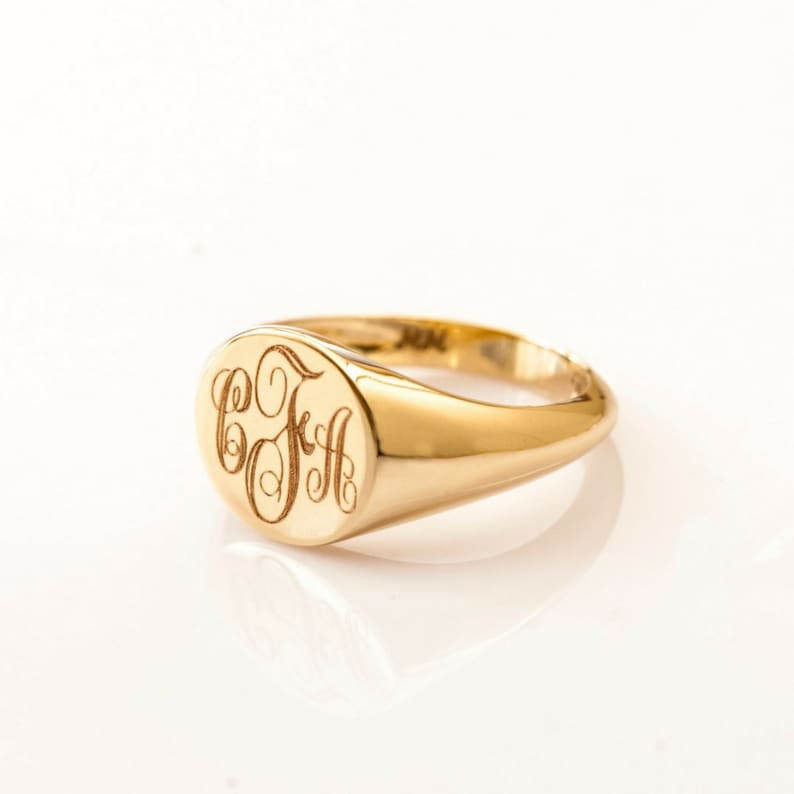 Gold signet ring, signet ring, seal ring, solid gold ring, gold unisex ring Husband Gift, Men Initial Ring, Men Pinky Ring, Signet Letter. image 5