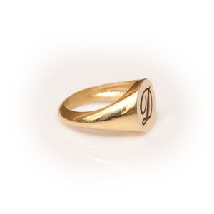 Gold signet ring, signet ring, seal ring, solid gold ring, gold unisex ring Husband Gift, Men Initial Ring, Men Pinky Ring, Signet Letter. image 3