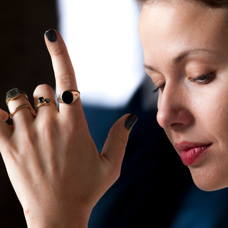 Solid Gold Ring Men Pinky Ring Unisex Oval Pinky Etsy