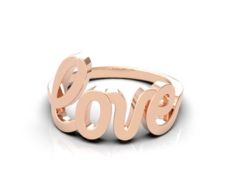 Anillo de amor de oro rosa, anillo de amor, anillo de los amantes, regalo para el amado, anillo de la madre, oro de 14k, oro de 18k, anillo de la hija, regalo para ella