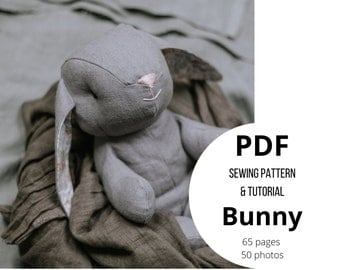 Hase Hase Osterhase Puppe Stofftier Stofftier Nähen PDF Schnittmuster und Tutorial