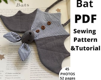 Bat Soft Toy Wall Hanging Decor Sewing Pattern and Tutorial