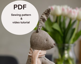 Patron de couture PDF de lapin de Pâques de style vintage et tutoriel vidéo