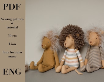 Cute 30 cm Lion sewing pattern and tutorial