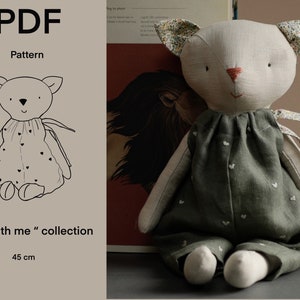 Pattern PDF Little Cat soft toy rag doll stuffed toy linen toy