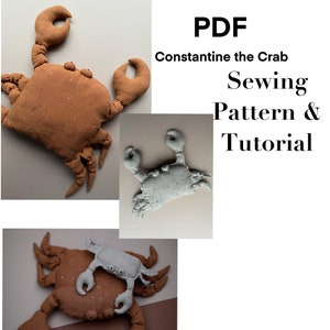 Crab Sea life creature  soft stuffed toy Sewing PDF pattern and tutorial
