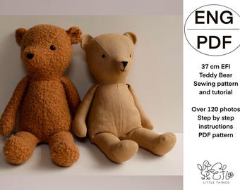 EFI Teddy Bear soft plush toy PDF sewing pattern and tutorial