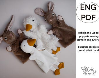 Rabbit and Goose Puppets PDF sewing pattern and tutorial