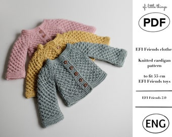 Knitted cardigan for 55 cm EFI Friends toys PDF knitting pattern