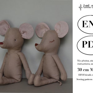 30 cm soft toy rag doll making Mouse sewing PDF pattern and tutorial