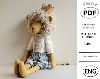 Tutorial & Pattern Lion Toy Doll PDF Sewing tutorial and pattern