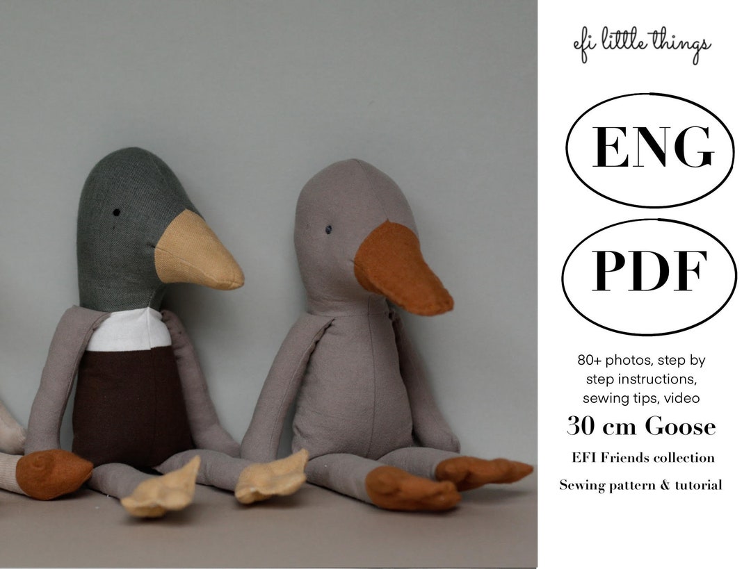 30 Cm Soft Toy Rag Doll Making Goose Sewing PDF Pattern and Tutorial - Etsy