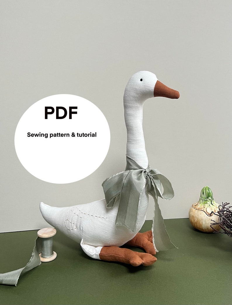 Linen Stuffed Soft Toy Goose PDF Sewing Pattern and Tutorial Etsy